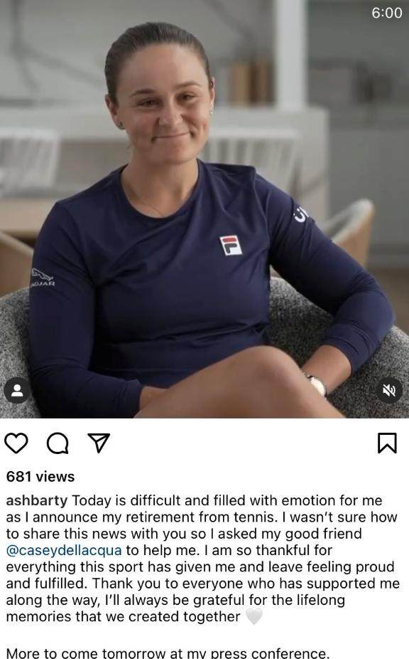 ac米兰-张奔斗：25岁的女网世界第一巴蒂退役了，这很巴蒂